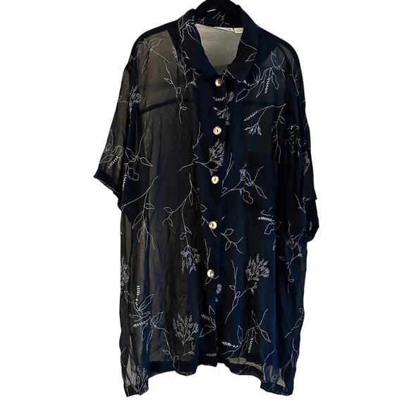🍷Chicos navy print button down blouse size 3 - Picture 1 of 6